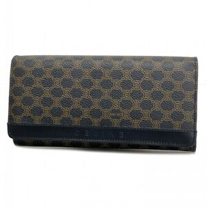 Celine Long Wallet Macadam Leather Black Brown